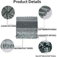 Military Shemagh - Tactical Cotton Arabic Keffiyeh Scarf - Tactical Head And Neck Scarf For Men And Women, 43372741 - 巧克力棕 - 查看 2