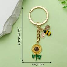 Aesthetic Bumble Bee Honeycomb Sunflower Keyring Fashion Enamel Flower Honey Jar Keychain For Women Girls Bag Charm Pendant Accessories Cute Backpack Decor Lanyard Car Key Holder Jewelry Gift For Bee Lovers Gardeners Teachers Bestie Sister Daughter Birthday Anniversary Christmas Stocking Stuffer Mother Day Present Gold Plated Alloy Metal Dainty Pearl Bee Charm Vibrant Yellow Summer Vibe Jewelry Boho Style Floral Key Chain Unique Handbag Ornament Purse Decoration Clasp Small Gift Idea For Kids Teens Students Tiny Cute Charms Durable Lightweight High Quality Craftsmanship Non-Tarnish Gold Tone Shiny Enamel Finish Nature Inspired Accessory Sweet Honeybee Theme Jewelry Collection Party Favors Wedding Guest Gifts Back To School Accessory Graduation Gift For Her Romantic Floral Bee Jewelry Fancy Key Organizer For House Keys Office Keys Wallet Charm Decorative Piece High Grade Texture Gift Box Choice - LS296-8.4g - View 5