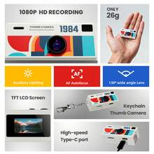 Thumb Camera 1080P FHD, 130° Wide-Angle Lens With AF Autofocus & Fill Light, Portable Mini Camera With LCD Screen Mini CCD - A - View 2