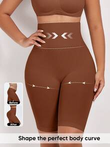 Pantalones cortos moldeadores sin costuras de cintura alta para mujer - Café integral - Ver 2