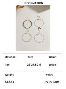 Set de 3 piezas + Set de 4 piezas Tobilleras de metal con strass en estilo minimalista y con diseño de cereza trenzada, regalo práctico para que las mujeres las usen a diario - Multicolor - Ver 12