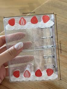 1 pieza Carpeta dura transparente de PVC con crema de fresa - Álbum de fotos instantáneo, páginas reemplazables, se adapta a tarjetas fotográficas de 3 pulgadas para scrapbook, diario, protección de cuaderno - Multicolor - Ver 9