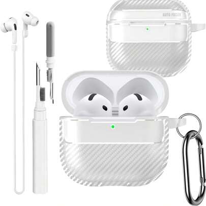 Funda compatible con 4 con llavero, cubierta protectora de fibra de carbono linda compatible con 4 con cancelación activa de ruido para hombre y mujer