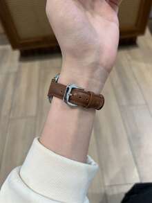 1pc Women's Leather Watch Band, Suitable For Daily Wear, Compatible With Watch 4/5/6 Active - Brown - View 3