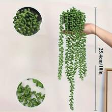 仿真多肉垂吊蕨类植物 - 逼真珍珠垂吊蕨类盆栽绿植，适用于婚礼、花园和家居装饰，可放置于窗台、书架和桌面，是一款高品质的蕨类装饰品。 - 彩色 - 查看 13