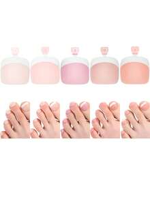 300片白色渐变色美甲贴纸。自然通勤风格，多功能，适合各种场合。短款扁平美甲贴。非常适合学生和上班族日常美甲。通勤必备。裸粉色美甲。价格实惠的日常美甲产品。 - 彩色 - 查看 3