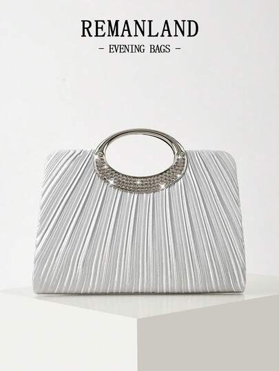 REMANLAND Dazzling, Radiant, Elegant And Charming, This Single Crystal-Embellished Fashionable Metal Clutch/Evening Bag Is Suitable For Ladies Attending Parties, Weddings, Galas And Other Occasions. This Evening Bag Is The Ideal Choice For Party Girls And Women, And Also Makes A Perfect Gift For The Female.