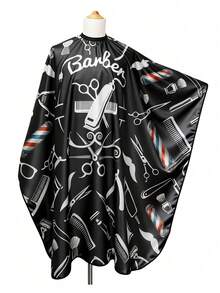 1件专业大号理发披肩 - 含按扣、剪刀和梳子图案，男女通用成人黑色美发沙龙披肩；男士防水美发披肩 - 彩色 - 查看 12