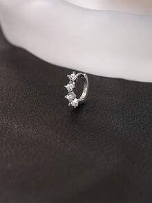 1 đôi bông tai bạc 925 đính đá Moissanite kiểu dáng cổ điển, nhỏ gọn, không gây dị ứng, thích hợp đeo hàng ngày, dự tiệc, làm quà tặng đám cưới cho phụ nữ và bé gái. - Bạc - Xem 5