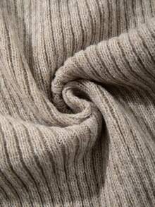 Men's Fashion Casual Holiday Daily Commute Home Versatile Pullover Sweater, Loose Fit Ribbed Solid Color Minimalist Knit Top, Long Sleeve Turn-Down Collar, Autumn/Winter - Khaki - View 11