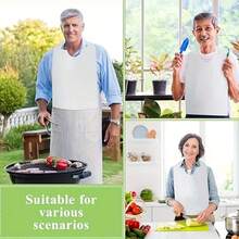 20/40/60/80/100 Pcs Individually Packaged Disposable Adult Plastic Bibs, 14 X 24 Inches, Waterproof For Elderly - Multicolor - View 5