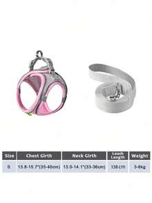 At/狗牵引绳和胸背带 - 透气网眼背心配加厚尼龙牵引绳，狗胸背带，狗用品，狗牵引绳，狗胸背带和牵引绳，适合小型至中型犬；宠物项圈 - 防勒颈设计，带双 D 形环。 - 彩色 - 查看 16