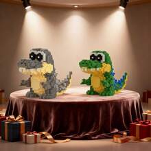 1100pcs Linked Building Blocks Set, Cute Crocodile Animal Model Series ,Small Particle Interlocking Stackable Stress-Relieving Toys, Handcrafted Diy 3D Stitch Puzzle, Cartoon  Model,Bedroom,Living Room Decorations,Creative,Funny Birthday, Christmas, And Easter Gifts. - Multicolor - View 6