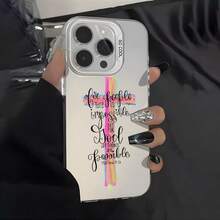 Cross & Letter Graphic Phone Case, Compatible With Iphone 17/16/15/14/13/12/11/XS/XR/X/7/8 Plus/Pro/Max/Mini - Creative Fashion Personalized Full-Body Shockproof Protection - Black - View 6