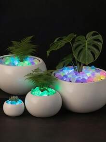 100 pièces de pierres en plastique colorées et lumineuses, convenant pour le jardin, l'aquarium, le mariage, l'éclairage des allées, la décoration de nuit, les plantes en pot, les étangs, les sentiers, les pierres phosphorescentes d'extérieur, la décoration de jardin, les accessoires de jardinage (couleurs aléatoires) - pierres phosphorescentes - Voir 7