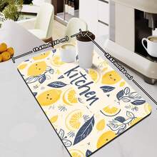 Summer Lemon Print Kitchen Countertop Drying Mat, Quick Dry Trivet For Dining Table, Bar, Coffee Machine, Non-Slip Waterproof Rubber Bottom, Easy To Clean - Mustard Yellow - View 16