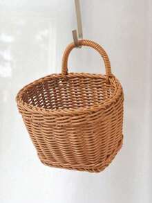 Heavy-Duty Woven Hanging Basket With Wide Opening Quick Access Storage For Seniors Ergonomic Wicker Storage Bin For Gardening Tools Sturdy Rattan Style Basket To Hold Cleaning Supplies Sponges All-In-One Storage Solution For Laundry Room Garage Mudroom Kitchen Organizer Tools - Multicolor - View 9