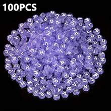 100/300/500/Pcs 4x7mm Round Acrylic Light Purple Letter Beads A-Z Mixed Loose Beads For DIY Bracelet Necklace Keychain - Purple - View 10
