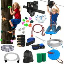 GCCSJ Backyard Zipline Kit For Kids And Adults – Heavy Duty 400lb Capacity 120-200ft +Climbing Rock, Outdoor Adventure, Family Fun With Upgraded Removable Wheels & Padded Seat, Quick Tightening System For Garden & Yard - 160FT+ Climbing Stone - View 4