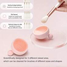 Silicone Makeup Brush Cleaning Bowl, Scrub Mat, Makeup Brush Cleaning Gel Pad, Handmade Tool - Pink - View 5