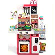 Red Kids Play Kitchen Set, Toddler Kitchen Playset With Sound & Light, Cooking Stove With Steam, Play Sink, Play Food Toy And Kitchen Accessories, Kitchen Toy For Kids Girls Boys - Red - Đỏ - Xem 7