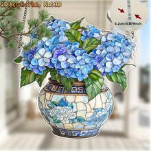 2D Acrylic Hydrangea Dream Catcher, Blue Floral Pattern, Window Hanging Wall Decor, Mother's Day Gift For Mom And Grandma, Plant Decoration, Spring Theme Party Decor, Window Garden Porch Bedroom Office Home Outdoor Yard Decoration, Window Hanging Ornament, Garden Decor Accessory, Hydrangea Wall Decor, Floral Window Decoration, Hydrangea Inspired, Spring Theme Design, Printed Acrylic Craft - Hydrangea - View 4