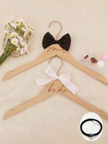 厚实木质衣架，适用于西装和连衣裙；新郎新娘衣架，配有丝带，可用于婚纱和礼服；婚礼配饰；家居装饰；房间装饰；派对礼品；新娘礼物；生日；毕业典礼；生日装饰；派对装饰；单身派对 - 彩色 - 查看 9