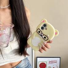 Cute Silicon Glasses Rilakkuma Bear Case For 16 15 14 ProMax 13 12 11 Pro X XS Max XR 6 7 8 Plus SE 3D Cartoon Soft Cover 3.12 Spring Gift - Beige - View 8