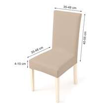 Single Chair Cover Standart Size - 96% Cotton 4% Elastan - Made In Turkiye - Beige - View 3