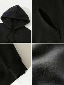 Sudadera con Capucha para Hombre con Estampado de Calavera Negra - Estilo Urbano Casual, Perfecta para las Temporadas de Otoño e Invierno - Negro - Ver 2
