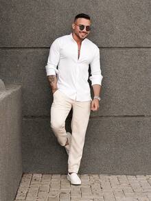 Men's Tailored Trousers With Side Adjustment - Màu be - Xem 5
