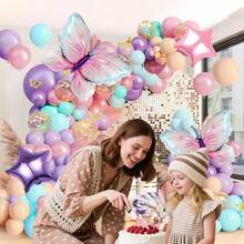 117 Pieces Of Pink And Purple Butterfly Balloon Arch Decoration Set, Large Butterfly Decorations, Suitable For Princess Birthday Parties, Baby Shower Parties, Baptisms, Weddings, Bachelor Parties Or Festival Parties As Decoration Items - View 3