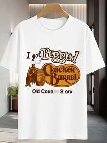 Maglietta grafica vintage Cracker Barrel in morbido cotone, girocollo, vestibilità ampia, comoda, casual - Bianco - Visualizzare 2