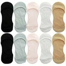 Socks Women's Super Invisible No Show Summer Thin Silicone Non-Slip Low Vamp Solid For High Heels Boat Socks - 1 雙灰色 - 查看 9