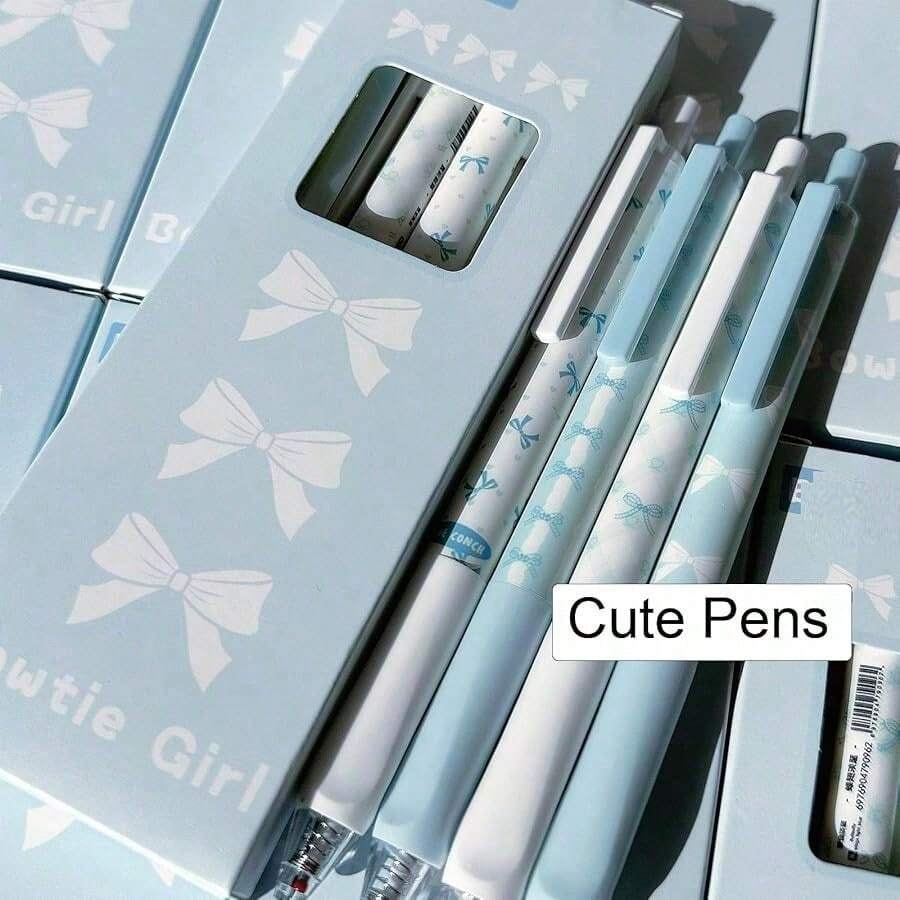 1 Set/4pcs Ergonomic Soft Grip Pens, High-Quality Student Exam Quick-Drying Pens, 0.5mm Black Retractable Ballpoint Pens - Blue - View 1