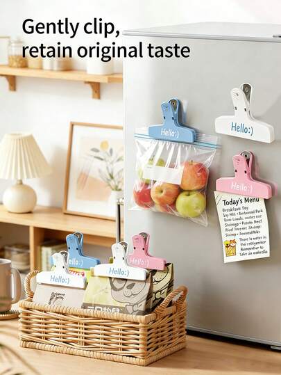 1 Nuevo clip magnético multiusos de color para refrigerador, fuerte para sellar bocadillos, se puede usar como sujetador de oficina, clip para facturas, clip para libros, diseño de cola larga, alta estética, múltiples colores para elegir, múltiples estilos y tamaños, portátil y práctico, duradero, sencillo y elegante, creativo e interesante, diseño hermoso, clip de plástico de alta calidad