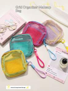 Dopamine Tofu Bag, Mini Mesh Portable Travel Wash & Makeup Storage Bag, Durable Large-Capacity Grid Bag1pcs - Multicolor - View 6