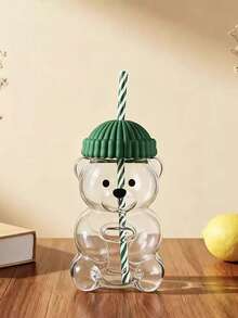 1/2/3/4/5/10 cái, 15CM*9CM/5.9IN*3.54IN, Cốc hút ống hình gấu dễ thương, Cốc hút ống gấu Teddy, Cốc gấu có nắp, Chất liệu nhựa, Phù hợp sử dụng hàng ngày và đi ra ngoài, Có thể chứa nước trái cây, đồ uống lạnh, sữa, cà phê - màu xanh lá - Xem 9