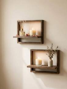 1/2件套乡村风木质悬浮壁架，壁挂式展示架，农舍风格墙面装饰，波西米亚风家居装饰收纳架，适用于客厅、卧室、玄关、厨房、浴室，北欧风格墙面装饰，简约壁挂式家居收纳架，现代风格置物架套装，适用于公寓、办公室及其他家居装饰空间 - 彩色 - 查看 11