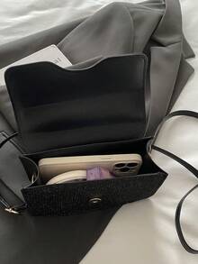 新款奢华简约时尚个性化高品质拼接单肩斜挎包 - 黑色 - 查看 9