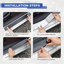 New-  4PCS Tri-Color Door Sill Tectors, Anti-Scratch Carbon Fiber Entry Step Guard Sticker,  Car Front/Rear Door Threshold Tection Stripe For Most Vehicl(Red) - Red - View 6