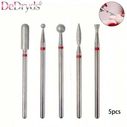 5pcs Diamond Nail Drill Bits For Electric Nail File Professional Nail Art Tools Nail Buffer Bit Nail Cleaner Nail Trimer For Nail Techs And Home Manicure Supplies