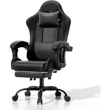 Gaming Chair, Ergonomic Gaming Chair With Footrest & Headrest Lumbar Support, Height Adjustable Swivel Computer Chair Office Chair Adults(Carbon Fiber Black) - Carbon Fiber Black - 查看 6