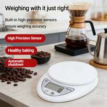 1 buah Timbangan Dapur Digital 5kg/1g dengan Layar LED - Mudah Dibersihkan, Ditenagai oleh Baterai AAA (Tidak Termasuk), Timbangan Dapur, Timbangan Makanan, Timbangan Berat Dapur, Timbangan Dapur Presisi, Timbangan Digital Portabel, Timbangan Elektronik Kopi, Timbangan Elektronik LED Dapur, Timbangan Kue, Aksesoris Dapur, Alat Kue, Perlengkapan Dapur, Timbangan Elektronik Makanan Mikro, Cocok untuk Rempah-rempah, Makanan, Perhiasan, Logam Mulia, Teh, Barang Kering - MultiWarna - View 2