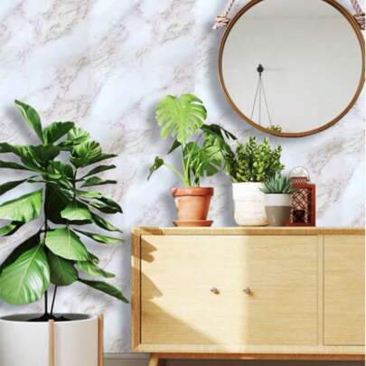 1卷轻奢铂金镀金自粘台面贴纸，厨房防油防水贴纸，耐高温易清洁墙面装饰贴纸，适用于厨房台面、浴室墙面，轻奢风格