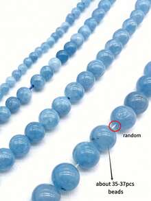 1串天然蓝海蓝玉石散珠，可用于DIY各种手链和首饰，尺寸：4、6、8、10毫米 - 淺藍色 - 查看 10