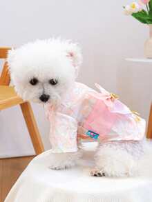 PETCIRCLE 1件宠物衣服，樱花梦幻和服轻便透气舒适狗狗/猫咪套装 - 粉色 - 粉色 - 查看 3