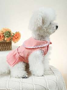 PETCIRCLE 宠物连衣裙一件装，轻盈透气，爱心图案，春夏款 - 粉色 - 粉色 - 查看 3