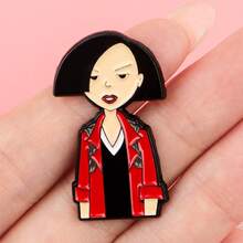 Cute Cartoon Girls Enamel Pins Funny Anime Figures Brooch Lapel Pin Badge On Backpack Clothing Accessories Fashion Jewelry Friends Gifts - Black - View 4