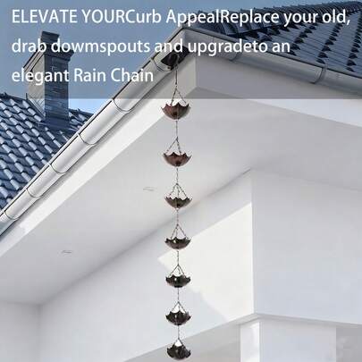 1pc Minimalist Retro Iron Umbrella Rain Chain, Eaves Drainage Chain With Soothing Water Dripping Sound, Suitable For All Seasons